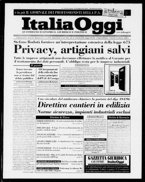 Italia oggi : quotidiano di economia finanza e politica